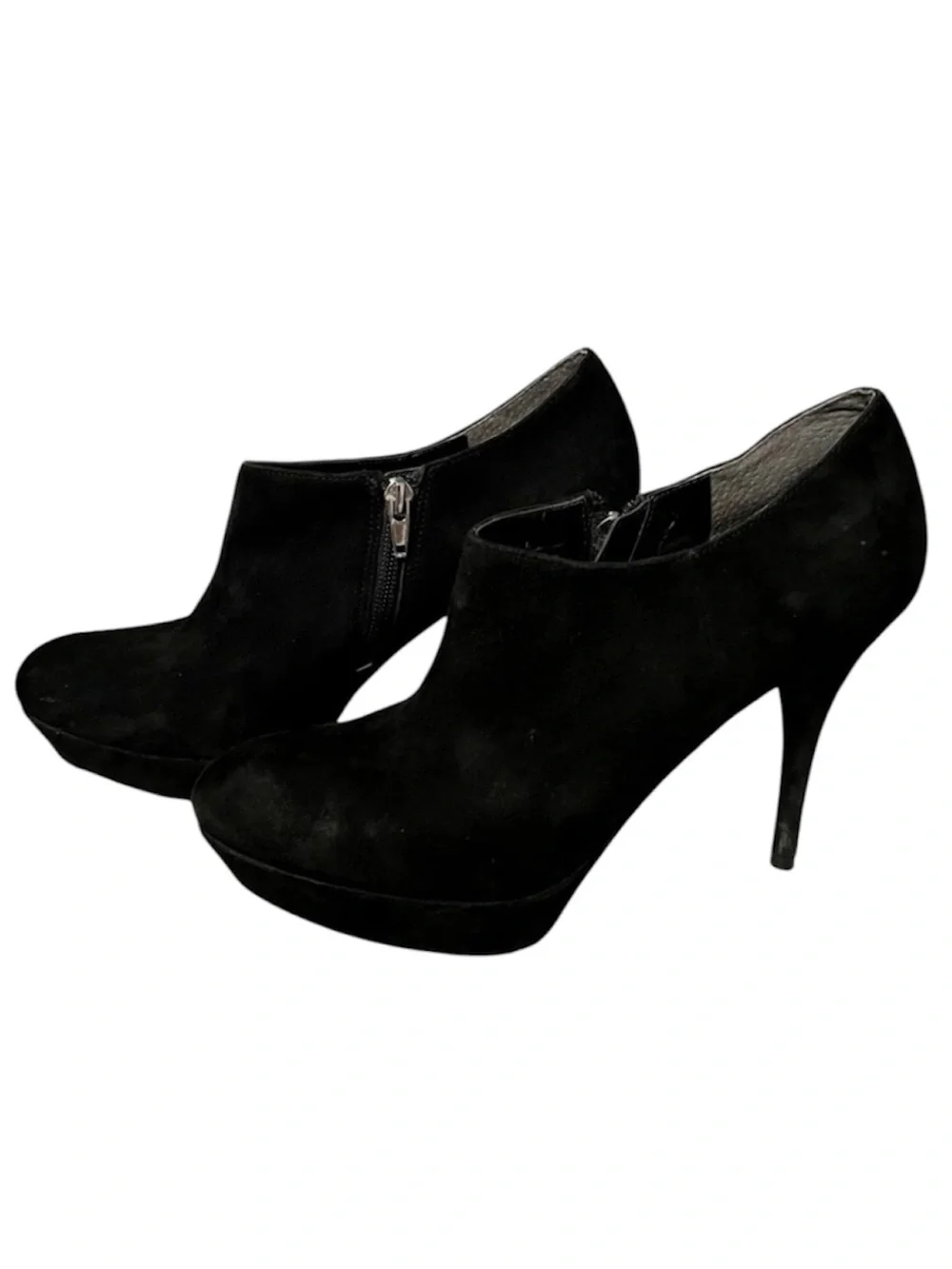 Marc Fisher Black Suede Platform Stiletto Heels Side Zip Booties Size 9.5